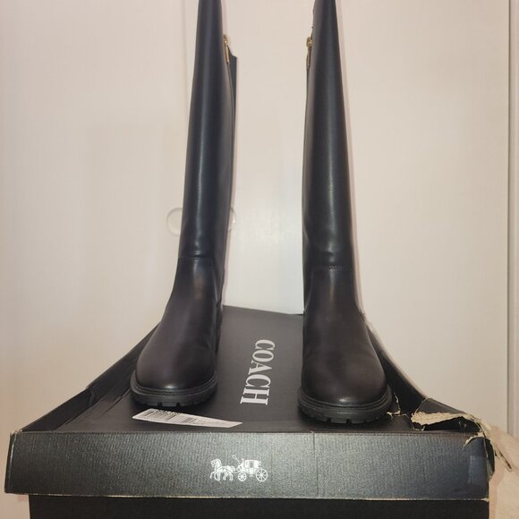 COACH Womens Faith Buckled Lug-Sole Black Leather from Macy’s - c025 - Picture 4 of 9